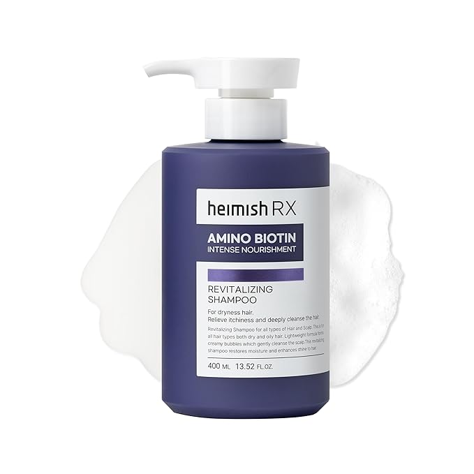 HEIMISH RX Amino Biotin Revitalizing Shampoo - Hair Treatment for Gentle Cleansing, Hydrating, Volumizing, Itchiness Relief, For All Types of Hair & Scalp with Amino Acid, Biotin, 400ml (13.52 fl.oz)