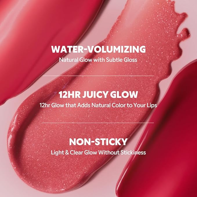 TIRTIR [*Mini Size Waterism Tinted Lip Gloss #07 Cassis Plum, 0.06 Fl Oz – Kiss Ready Lipgloss, 12H Long Lasting Non Sticky Natural Tinted Glow Korean Multiuse Cheek and Lip Tint for Women gift