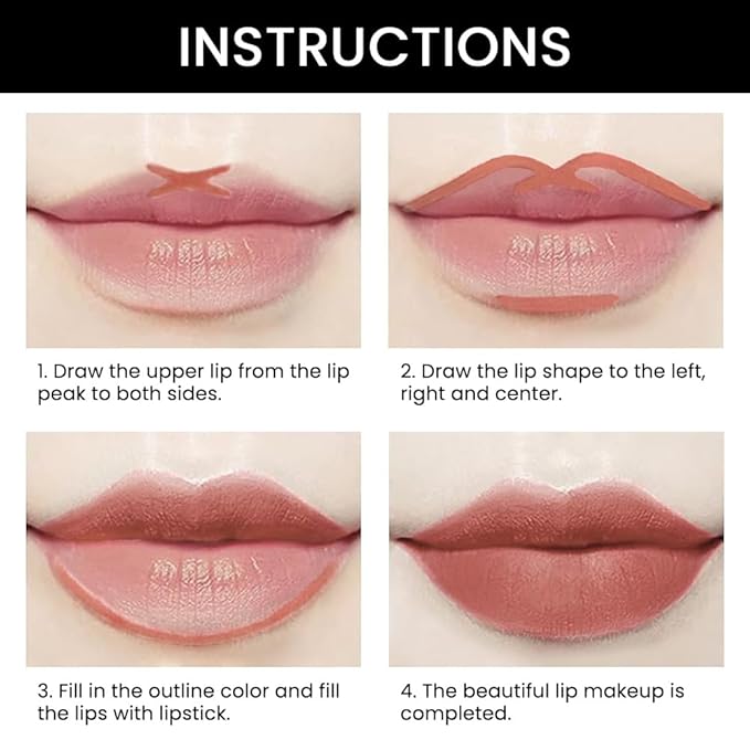 Kaely 2-in-1 Fairest Nude Velvet Matte Lip Liner & Lipstick Combo Set Kit for Women, Magic 24 Hours Lipstick and Lip Liner Makeup Set Stain Long Lasting Waterproof labial 47