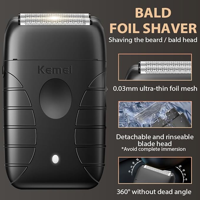 KEMEI Hair Clippers for Men Professional, Barber Clippers and Trimmers Set, Foil Shaver for Men,Cordless Hair Clippers and Barber Kit, Hair Cutting Kit, KM-2293Silver, KM-PG2290D, KM-T95