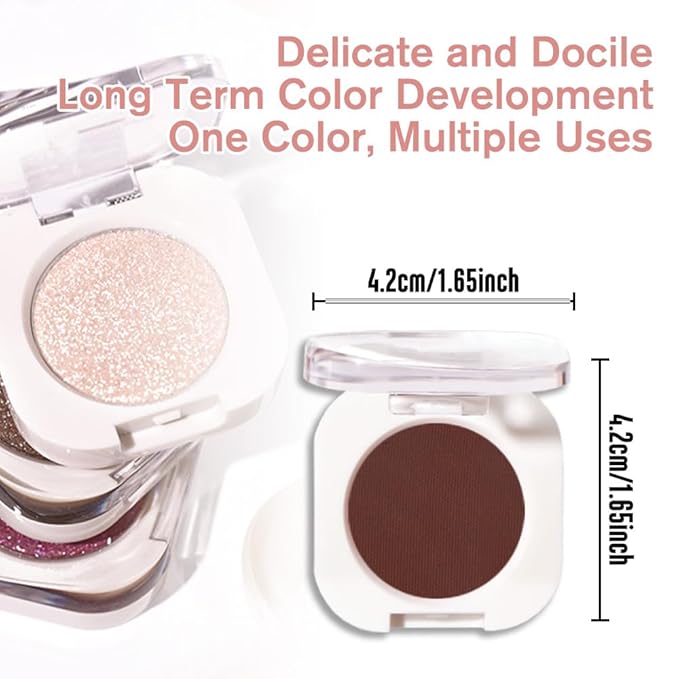 Coffee Matte Single Eyeshadow, Lightweight Blendable Mini Eye Shadow for Older Women, Monochrome Eyeshadow Palette Makeup Pigmented Waterproof, Vegan & Cruelty-Free, 27