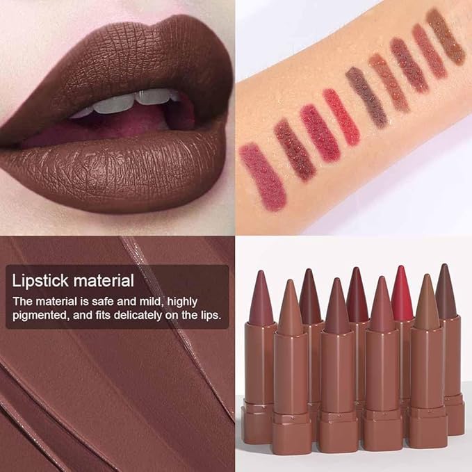 BINGBRUSH 2-in-1 Gradient Matte Lipstick & Lip Liner Set,3PcsLong Lasting Waterproof Lip Crayon for Women, Flawless Contour, Lightweight Ombre Lip Color Pencil(03#&05#&08#)
