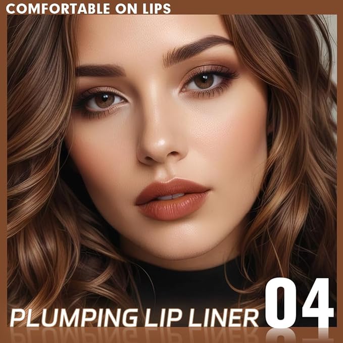 SUAKE Plump Matt Lipstick Lipliner Pencil Pack,Waterproof Crayon with Silicone Smudger for Define Contours & Sculpting Lip, Longwear Moisture Smooth Creamy Formula for Lip Makeup-04 Nutmeg