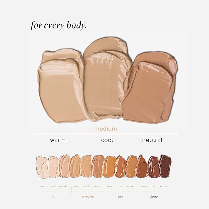 Tinge Tint Body Makeup, Water and Transfer Resistant Up to 48 Hours, Buildable Medium Coverage Body Foundation or Bronzer with Amino Acids, Tattoo Cover Up Makeup, 3.38 FL Oz - Medium Cool