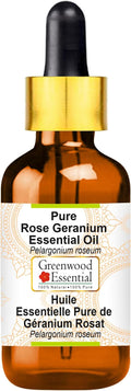 Greenwood Essential Pure Rose Geranium Essential Oil (Pelargonium roseum) with Glass Dropper Steam Distilled 5ml (0.16 oz)