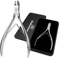 Cuticle Trimmer 3/4 Jaw Extremely Sharp Cuticle Nippers Scissors Stainless Steel Clippers Cutter Remover Pedicure Manicure Nail Tool, cuticle pusher (Cuticle Nippers/Silver-b)