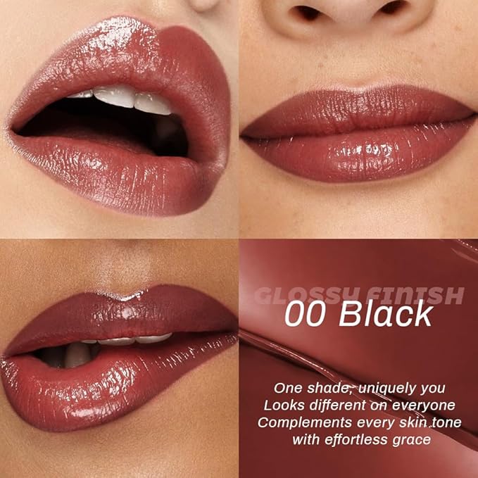 Honey Lipstick Tinted Lip Balm - Shine Moisturizing Lipstick for Women, Natural Nourishing Hydrating Lip Color Gloss Stain for Dry Lips, Tint Sheer Lightweight Makeup, Vegan - 2Pc Black & Pink