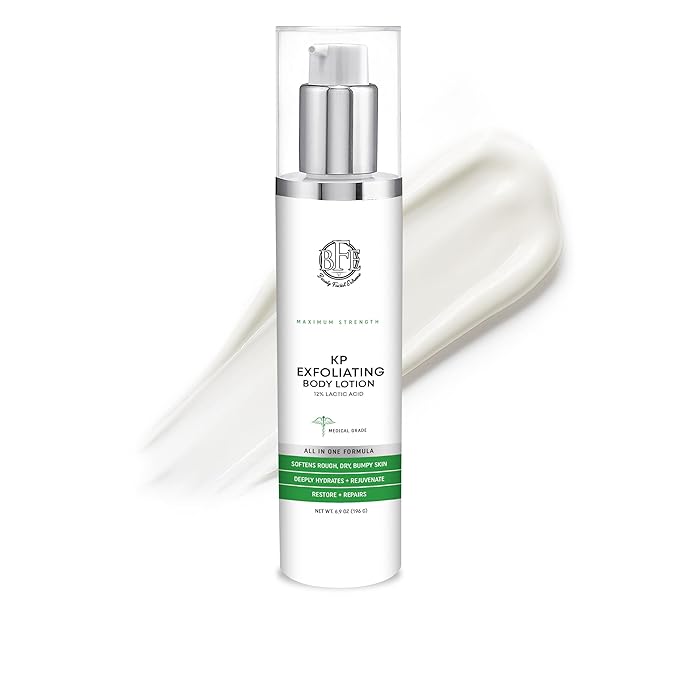 Keratosis Pilaris Exfoliating Body Lotion– 12% Lactic Acid. Provides Immediate Moisture & Gentle Exfoliation to Treat symptoms Associated with Keratosis Pilaris (KP) & Dry, Bumpy Skin Conditions.