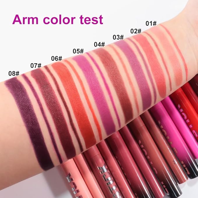 AMY'S DIARY 2Pcs Pink Purple Lipstick and Lip Liner Combo, Lip Liner and Lip Stick Kit for Women, Matte Lip Pencil and Smooth Hydrating Lipstick, Non-Stick Lip Makeup Set (03#Magenta Pink)