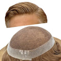 FACE MIRACLE Toupee for Men French Lace Hairpiece Human Hair Replacement System Skin PU Mens Toupee Hair Wigs for Man V-Looped Front Hair Prosthesis 6"X9" #22R