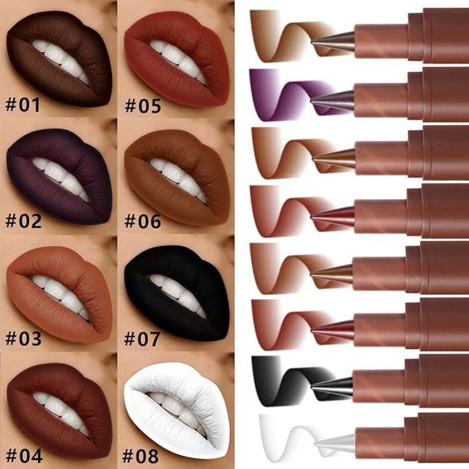 AMY'S DIARY Black Matte Crayon Lipstick Lip Makeup, Precision Tip Matte Lip Crayon, Longwear Up To 24Hrs, Lead The Way,Smudge Waterproof for Women Smudge Waterproof for Women (7# Black, 1 pc)