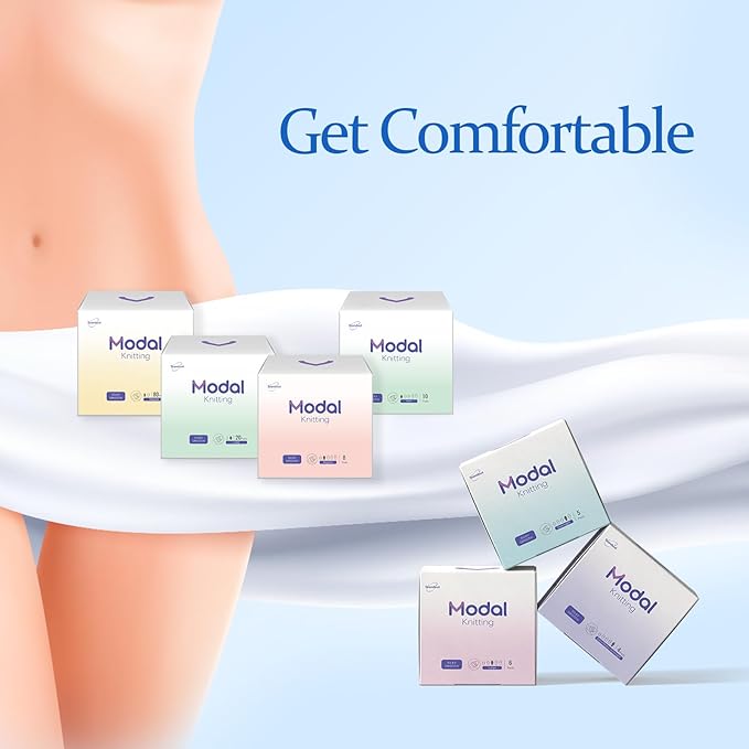 MODAL Heavy Flow Pads for Women Overnight, Unscented Sanitary Pads for Period with Wings, 16.5 Inch(420 mm), Extra Heavy Overnight, 16 Count