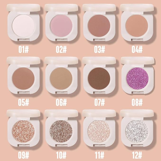 Matte Single Eyeshadow Palette Makeup for Green Blue Eyes, Dark Brown Matte Eyeshadow For Women, Holographic Multichrome Cream Iridescent Single Monochrome Eye Shadow Makeup