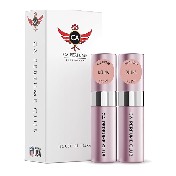 CA Perfume Impression of Delina For Women Replica Version Fragrance Dupes Concentrated Long Lasting Eau de Parfum Spray Refillable Atomizer Bottle 0.27 Fl Oz-X2