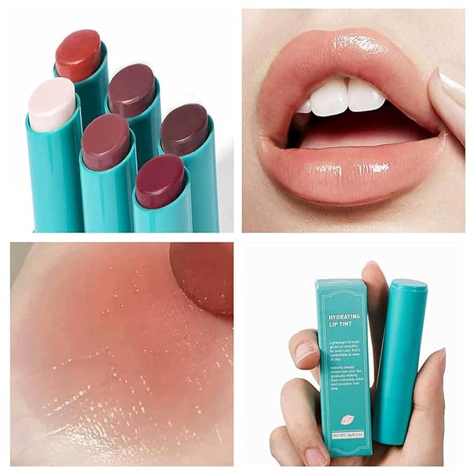 3PCS Hydrating Lip Tint Lipstick Set,Long-Lasting Matte Finish Moisturizing Tinted Balm,Natural Ingredients Strong Moisturizing Lipstick,Waterproof Lip Gloss Non-Stick Cup Lip Tint Stain(SET A)