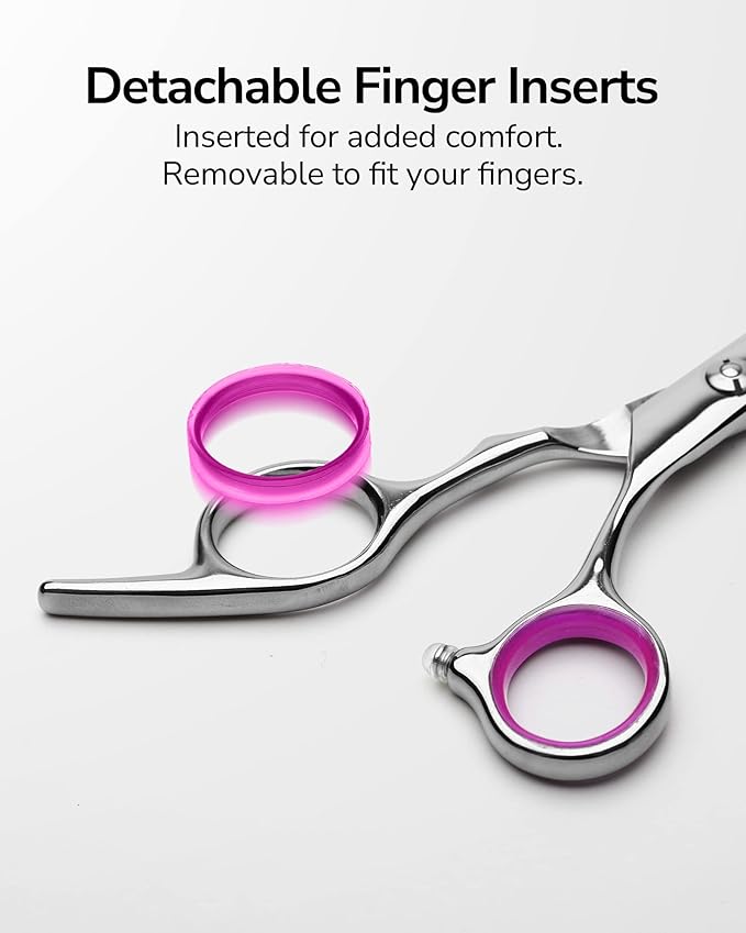 Hair Cutting Scissors, ULG Professional Hair Scissors 6.5 inch Right-Hand Razor Edge Barber Shears Salon Hair Cutting Shears Made of Japanese Stainless Steel, Hand Sharpened Pink