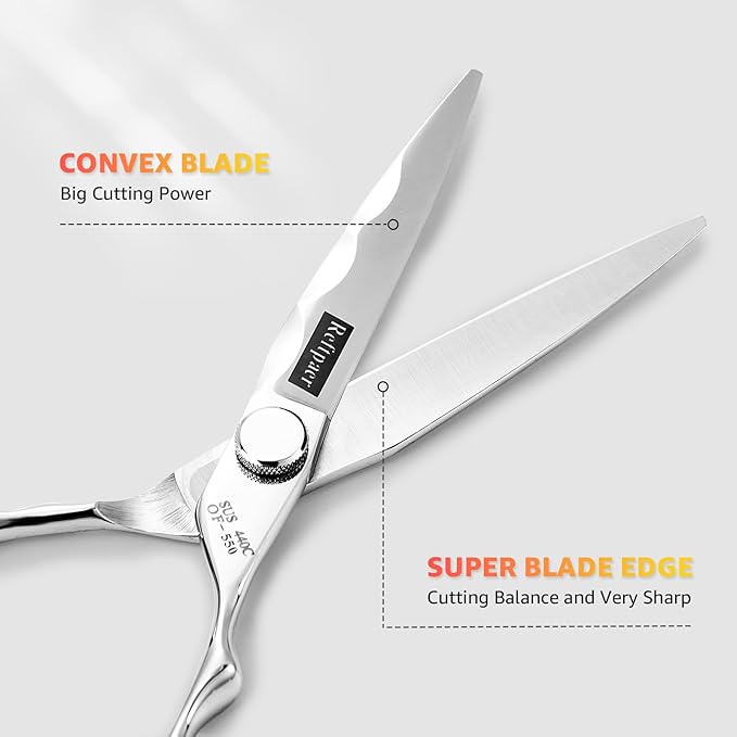 Professional Hair Cutting Shears -SUS440C Stainless Steel Barber Scissors with Ergonomic Handle,Ultra Sharp Blades for Salon (Modern, 5.5)
