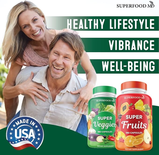 Superfood Fruit and Veggie Supplement - Fruit and Veggie Capsules 100% Whole Super Fruit and Super Vegetable Supplements & Vitamins, with Olive Leaf (720 Count (Pack of 4))
