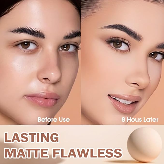 Oil Control Matte Perfection Face Powder Compact For Women, Matte Smooth Flawless Setting Powder Makeup, Polvo Compacto De Maquillaje, Waterproof Long Lasting, 0.35Oz, (130 True Beige, 1)