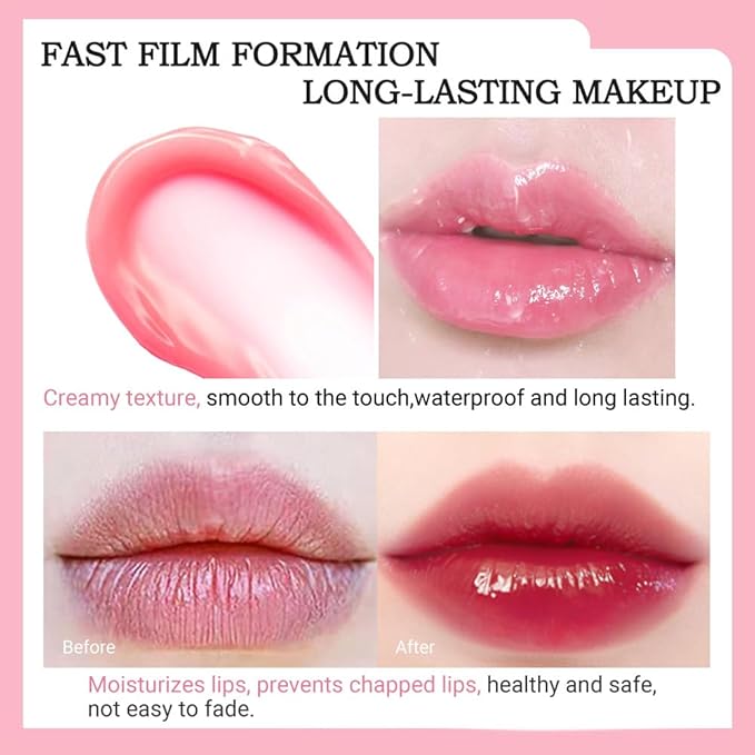 BINGBRUSH Peach Color Changing Lipstick,Moisturizer Long Lasting Lip Care Lip Balm Magic Lip Gloss Lip Tint Stain Gloss Set for Women (3Pcs Peach+Strawberry+ Red Cherries Lipstick)
