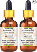 Greenwood Essential Pure Bay Essential Oil (Pimenta racemosa) with Glass Dropper Steam Distilled (Pack of Two) 100ml X 2 (6.76 oz)