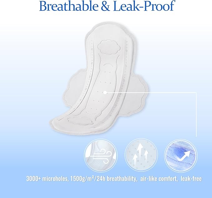 MODAL Pads for Women, Unscented Daily Thin Sanitary Pads for Period with Wings, 9.5 Inch(240 mm), Regular, 16 Count
