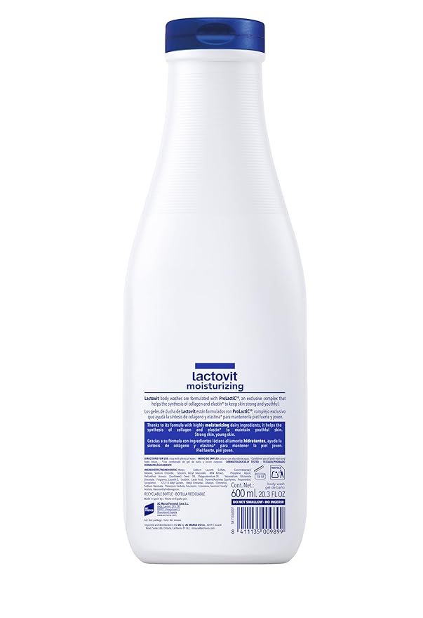 Lactovit | Moisturizing Body Wash | Hydrating Shower Gel | For all Skins | With ProLactiC10, Collagen & Elastin Booster | Smooth & Youthful Skin | Dermatologist Recommended | 6 x 600 ml