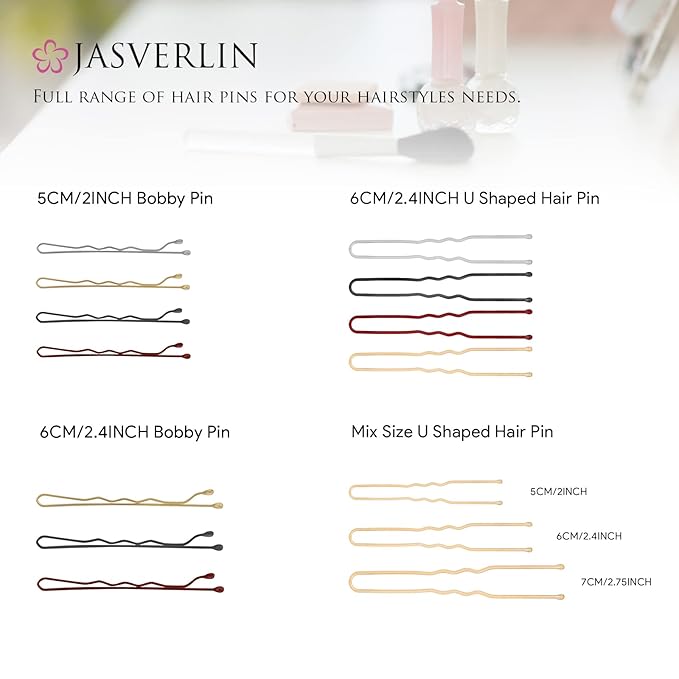 U Shaped Bobby Pins Hair Brown, Bun Hair Pins for Women Styling Long Large Metal Updo Ballet Dance Accessories 2.4 in