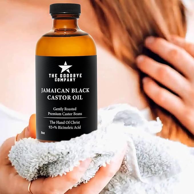 The Goodbye Company Jamaican Black Castor Oil, USDA Certified Organic - 250 mL, Cold Pressed, Unrefined for Eyebrow, Eyelash and Hair Growth (8.5 Ounces)