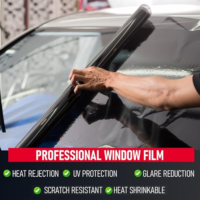 United Window Tint Universal Black 5% VLT 40" in x 100'Ft Standard Dyed 1Ply Film Black Color - Privacy Window Tint for Car, Home, Blocks UV/IR Rays, Reduce Heat & Glare - Adhesive Window Film