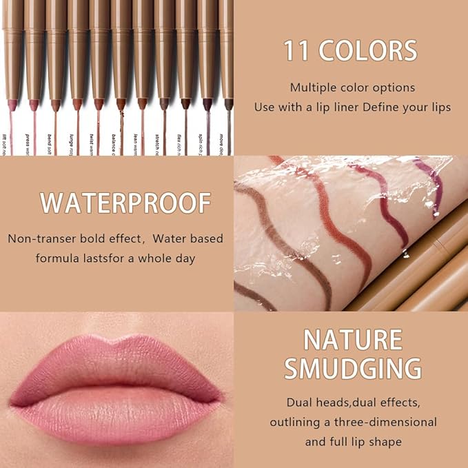 SUAKE Plump Matt Lipstick Lipliner Pencil Pack,Waterproof Crayon with Silicone Smudger for Define Contours & Sculpting Lip, Longwear Moisture Smooth Creamy Formula for Lip Makeup-09 Deep Black