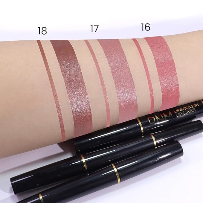evpct 1Pcs Light Pink Pale-Pink Metallic Shine Shimmer Lip Liner and Lipstick Combo Set Kit for Women, Lightweight Hydrating Formula High Impact Full Coverage Lipstick and Lip Liner Makeup Gloss