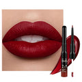 1Pcs 2 in 1 0xblood Red Matte Lip Liner and Liquid Lipstick Stain Makeup Set for women, Red Long Lasting Smudge Proof Lip Tint Matte Finish Lip Gloss for All-Day Color Hold Easy to Use 30#