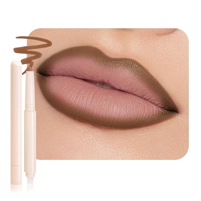 SUAKE Plump Matt Lipstick Lipliner Pencil Pack,Waterproof Crayon with Silicone Smudger for Define Contours & Sculpting Lip, Longwear Moisture Smooth Creamy Formula for Lip Makeup (06# Balance)