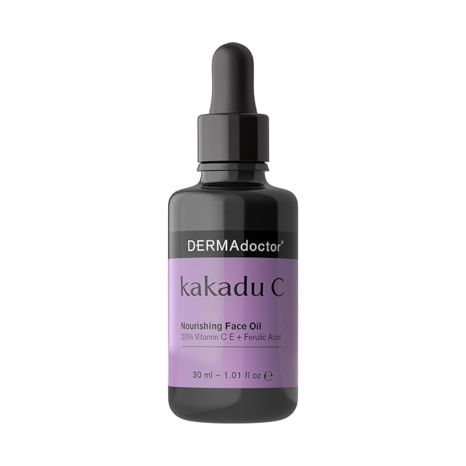 DERMAdoctor Night Face Oil Toner Anti-Aging Hydrating - 20% Vitamin C Ester, Vitamin E, Ferulic Acid, & Marula Oil for Face | Concentrated Vitamin-C Ester Facial Oils | Dermatologist Formulated - 1 Oz