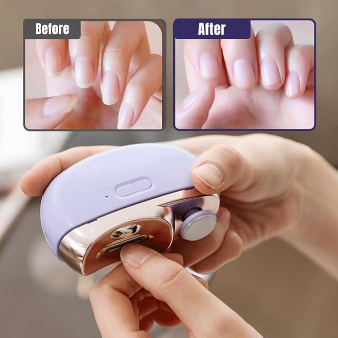 2 in 1 Electric Polishing Automatic Nail Clippers, Electric Nail Trimmer Electric Nail Clipper with 2 Adjustable Speeds, Nail Trimmer for Seniors, Kids, Adults (White)