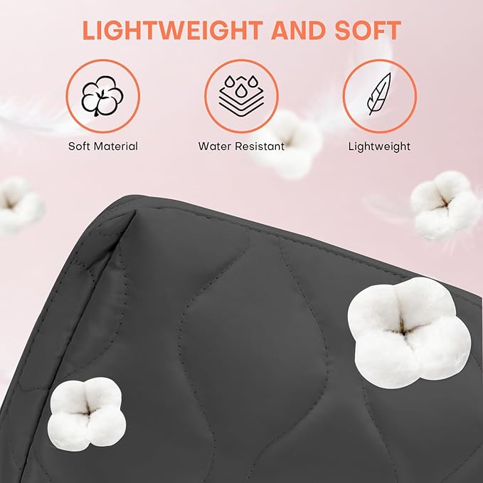 Makeup Bag, Wide-open Cosmetic Bag, Toiletry Bag for Women, Travel Essentials Organizer, Compact Lightweight for Daily Use