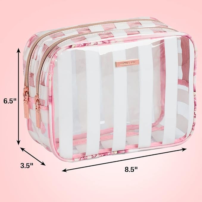 Conair Makeup Bag - Travel Toiletry Bag - Cosmetic Bag - Toiletry Bag for Women - Double Zip Organizer - Pink Floral Print