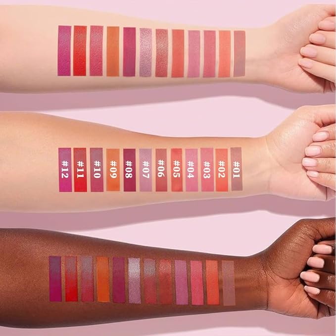 2Pcs Bright Red & Fuchsia Rose Hydrating Cream Lipsticks Lip Crayon for Women, Moisturing Lipstick Longwear Lip Crayon Set for Ombre Shades, Matte Creamy Lips Stick Natural Nourishing Lips Balm Set, F