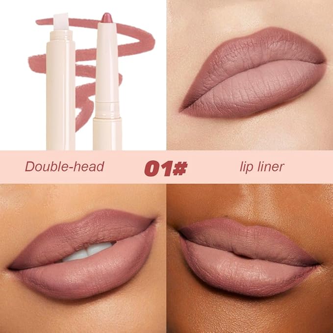 SUAKE Plump Matt Lipstick Lipliner Pencil Pack,Waterproof Crayon with Silicone Smudger for Define Contours & Sculpting Lip, Longwear Moisture Smooth Creamy Formula for Lip Makeup (01# Lift)