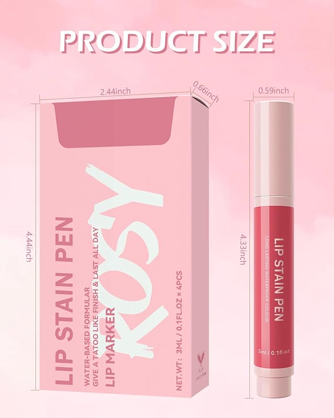 Lip Stain Makeup Pen-1Pcs Rose Pink Hydrating Lip Stain Lip Liner Pencil, Matte Color Look, Longlasting Waterproof Smudgeproof Finish,Precise Chisel Tip Smooth,Christmas Makeup Gift for Women-03