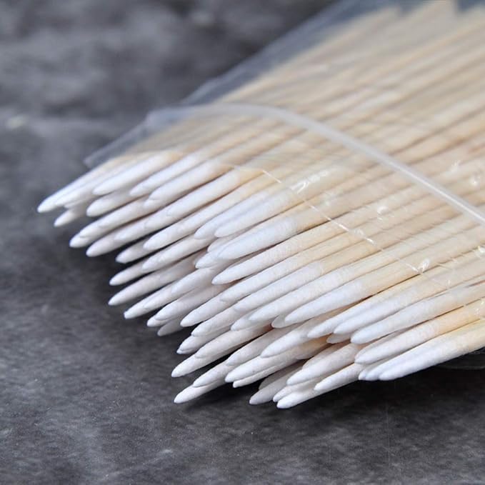 1200PCS Pointed Cotton Swabs, 4 inch Precision Microblading Cotton Swab Cotton Sticks Applicator for Eyebrow Tattoo Beauty Make-up Nail Clean, Wood Handle Pointed Tip Head…