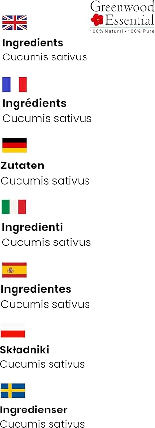 Greenwood Essential Pure Cucumber Oil (Cucumis sativus) Cold Pressed 1250ml (42 oz)