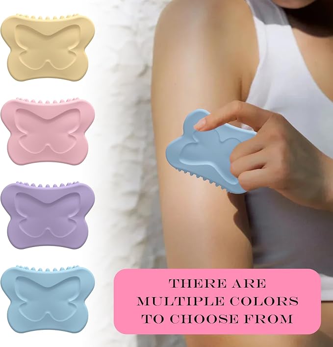 Silicone Facial Body Brush - Lymphatic Drainage Massager for Face, Neck Lifting, Gua Sha Beauty Tool to Shape & Radiant Skin (Blue)