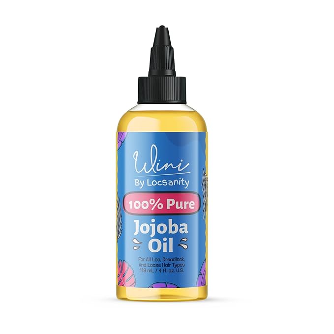 Locsanity Wini Pure 100% Jojoba Oil Organic Cold Pressed Unrefined Non-GMO - 4 fl oz: Moisturizing Face & Hair Oil for Growth, Skin Care, Strengthening & Nourishing