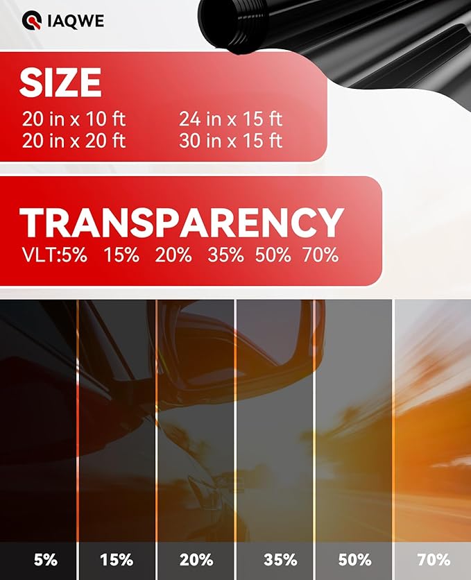 Car Window Tint 30" in x 15'Ft with 20% VLT, Nano Ceramic Window Tint Film for Car, UV&IR Protection Heat Insulation Anti-Explosion Scratch Resistant