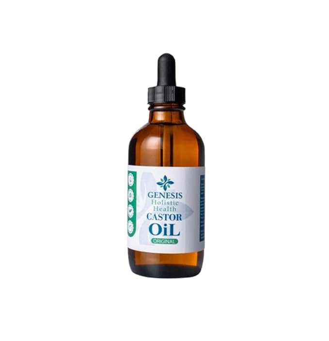 Genesis Holistic Health Organic Castor Oil – 100% Pure, Cold Pressed, Hexane Free – Nourishing Hair & Skin Oil – Eyelash & Eyebrow Growth, Deep Moisturizer – 4 oz Glass Bottle
