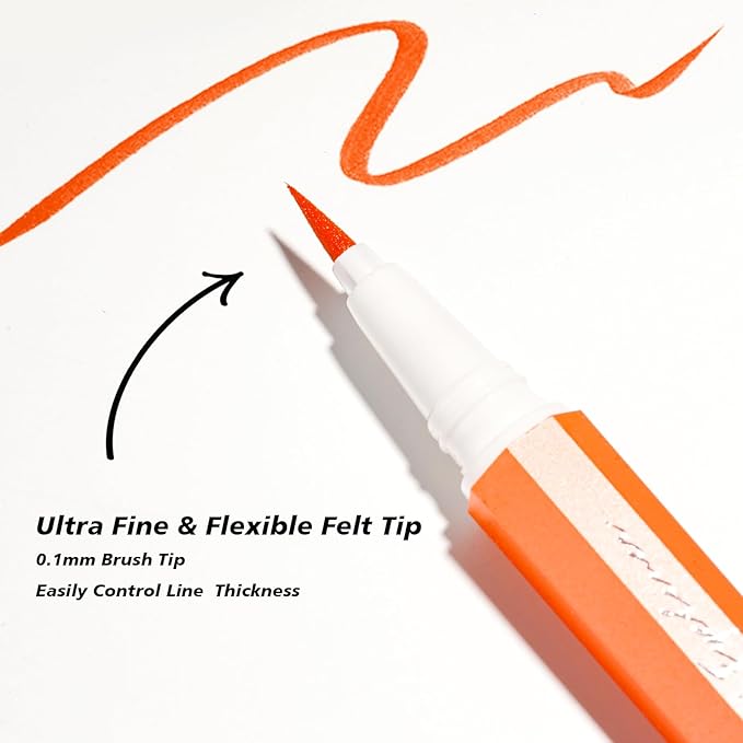 Liquid Eyeliner, Ultra Fine Orange Eyeliner, Long Lasting Colorful Eye Liner Pen with Felt Tip, High Pigment,Water Removable, Party Makeup Body Art Use (Tangerine Burst)