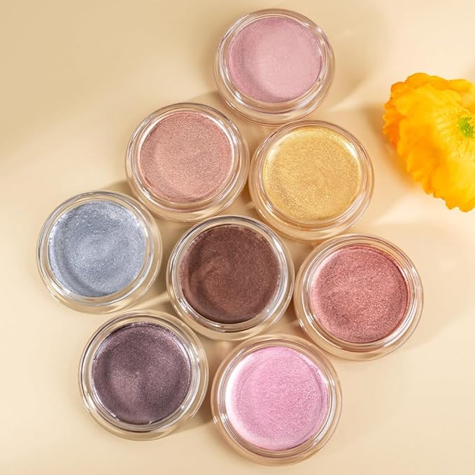 Cream Glitter Pale Pink Shimmer Metallic Eyeshadow Palette Makeup For Mature Women, Natural Single Mini Instant Holographic Eyeshadow, Sombras Crema Para Ojos, Talc, Paraben & Cruelty Free
