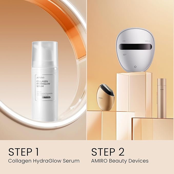 AMIRO Collagen HydraGlow Serum with Lysine Polypeptide & Hyaluronic Acid for Glass Glow and Plump Skin, Hydrating, and Firming Facial Serum, 30ml